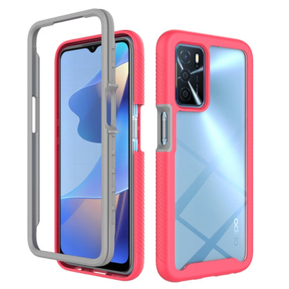 Frosting pink shockproof phone case with textured bumper and camera cutout for OPPO A16