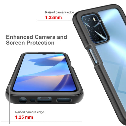 Black shockproof phone case with raised camera and screen protection for OPPO A16