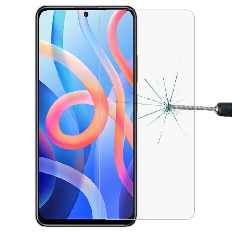 Phone tempered glass screen protector, clear 9H 2.5D, shown covering screen with crack