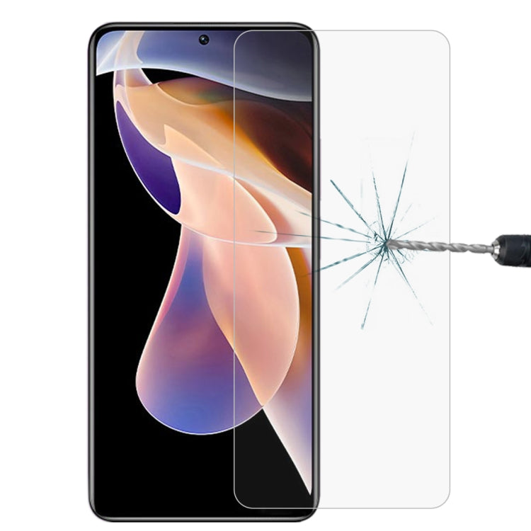 Tempered glass screen protector fitted on smartphone display with crack test