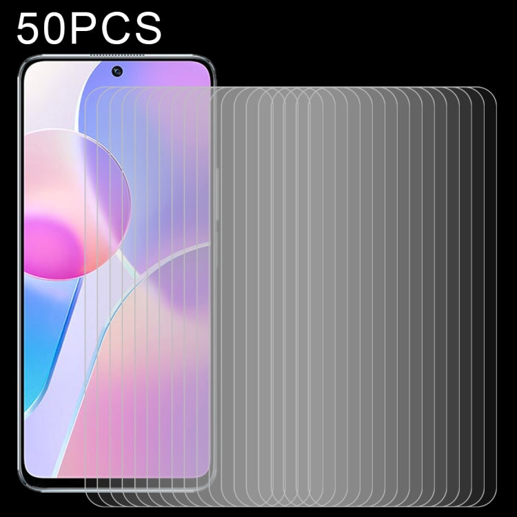 Tempered glass screen protector set, 50-pack, 0.26mm 9H, 2.5D curved edges