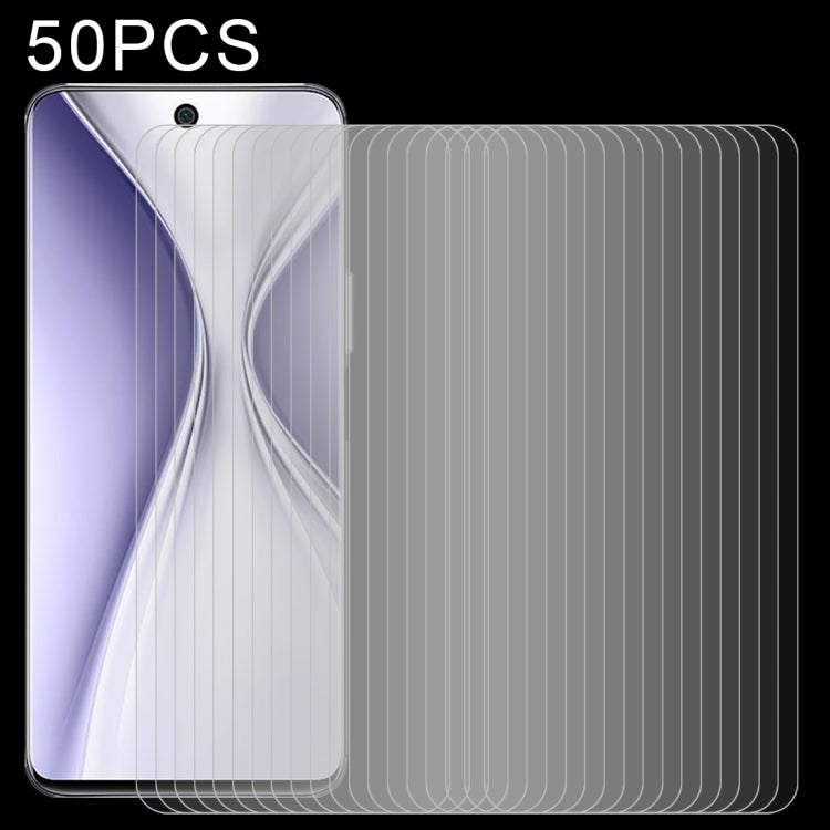 Stacked 50-pack tempered glass screen protectors, 0.26mm 9H, 2.5D curve
