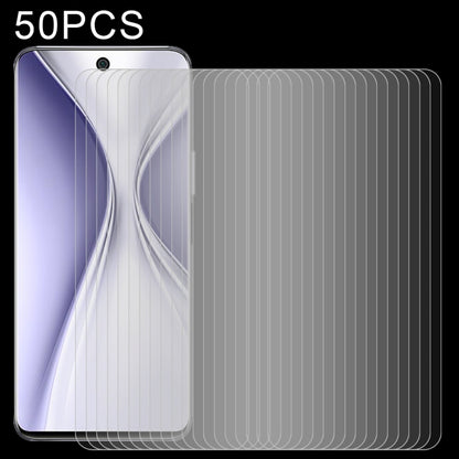 Stacked 50-pack tempered glass screen protectors, 0.26mm 9H, 2.5D curve