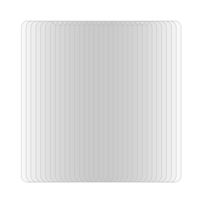 Pack of 50 clear tempered glass screen protector films with 2.5D curved edges.