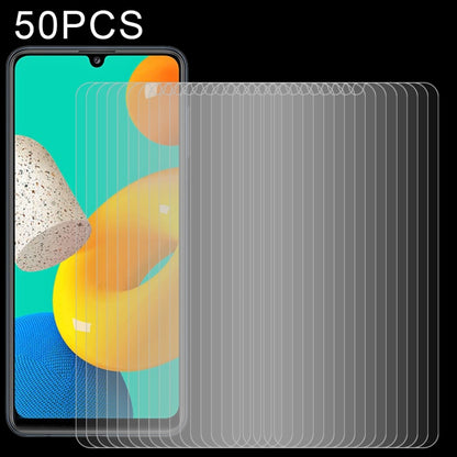 Set of 50 tempered glass screen protectors with clear 2.5D curved edge film.