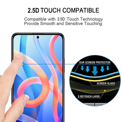 Tempered glass screen protector with smooth 2.5D curved edges, applied to a smartphone.