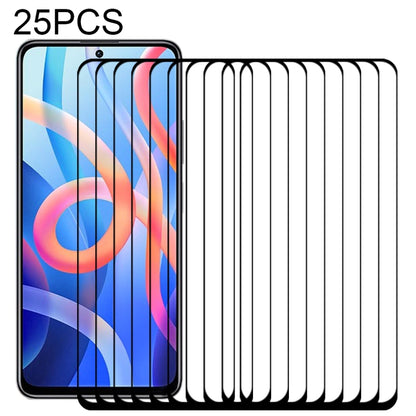 Tempered glass screen protector set, 25 full-screen covers stacked for phone
