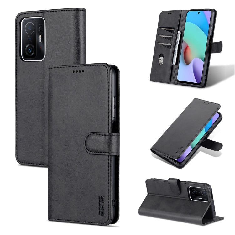 Black leather flip phone case with camera cutout and horizontal viewing stand