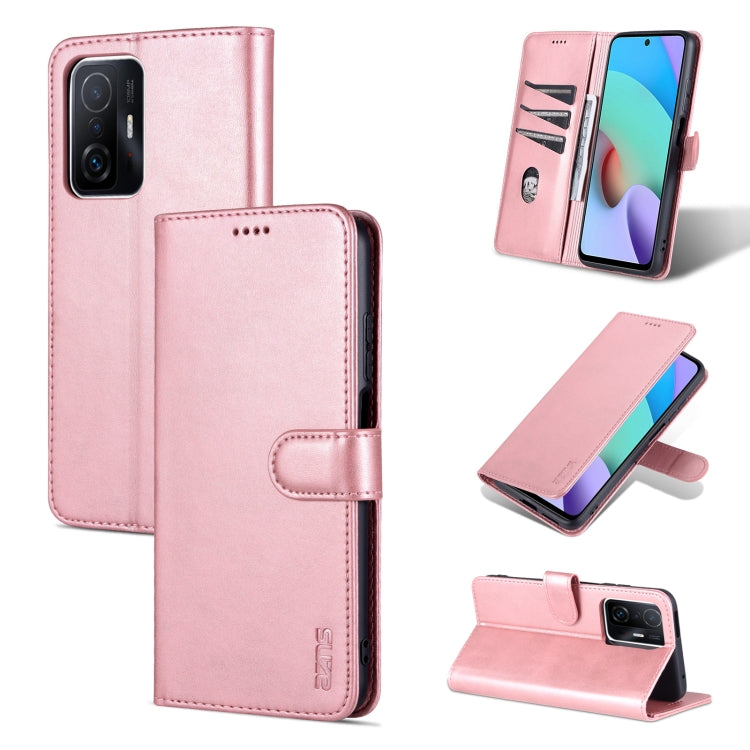 Rose pink leather flip phone case with magnetic flap and horizontal viewing stand