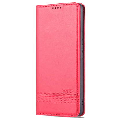 Red phone flip cover case with inner card slot and stitched edges