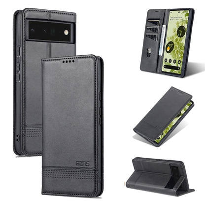 Black magnetic flip phone case with textured leather-look finish