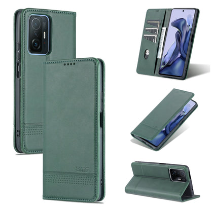 Dark green magnetic leather flip phone case with horizontal fold and stand