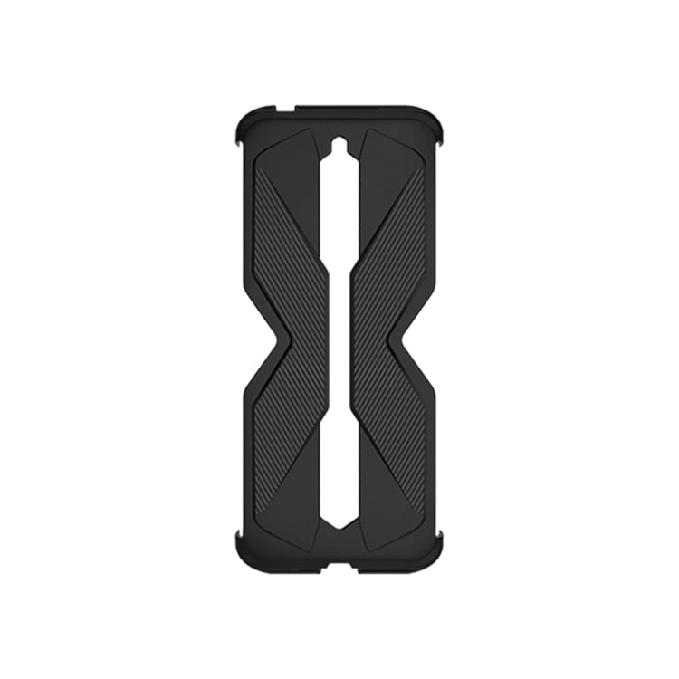 Black double slide phone case with textured grips and large vertical back cutout