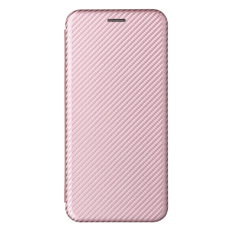 Pink magnetic flip phone case front cover, carbon-fiber texture