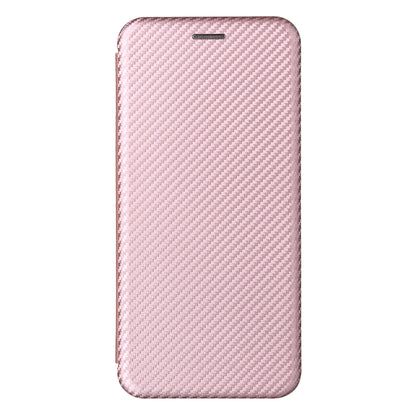 Pink magnetic flip phone case front cover, carbon-fiber texture