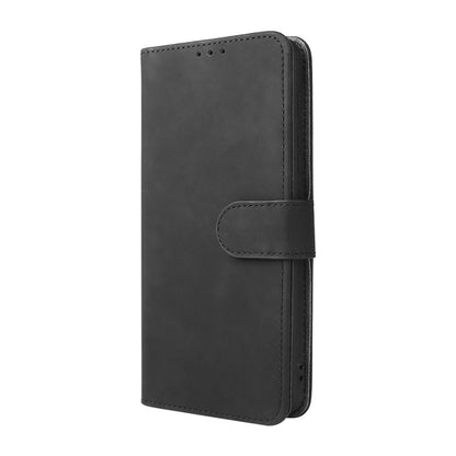 Black magnetic flip phone case with snap closure and front card slot