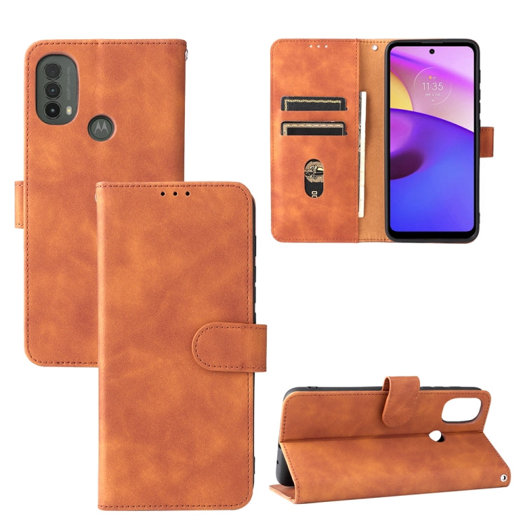 Brown magnetic flip phone case with card slots, wallet pocket, and kickstand