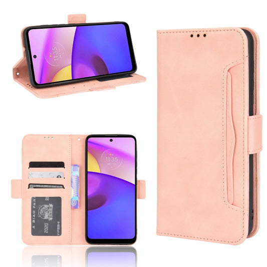 Pink leather-look wallet phone case with flip cover, card slots, and photo window