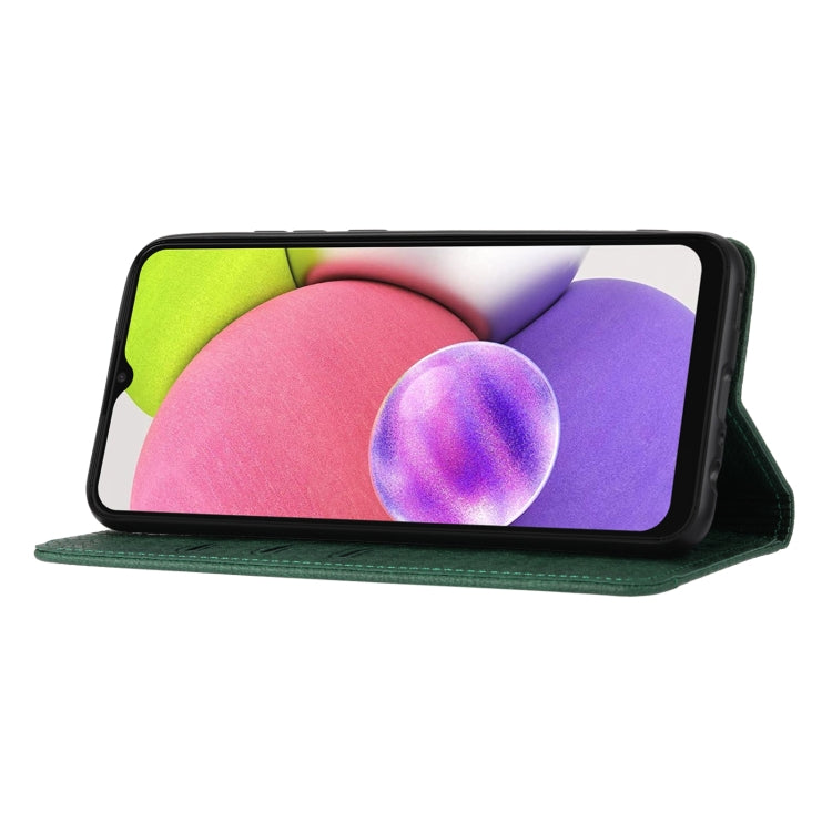 Green flip phone case with built-in stand for landscape viewing
