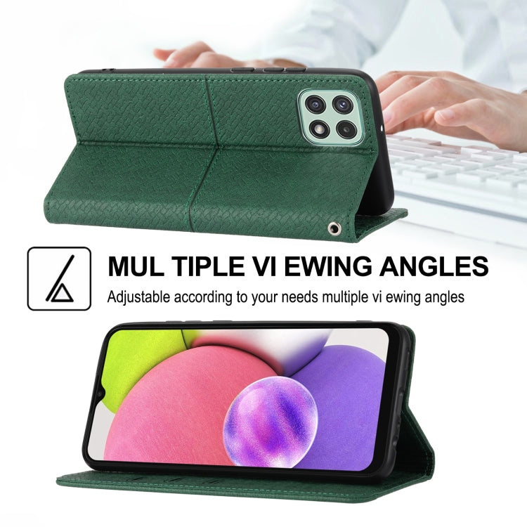 Green flip phone case with wrist strap and adjustable viewing stand