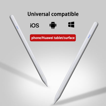 Universal active capacitive stylus pen, two light gray pens with blue LED indicators.