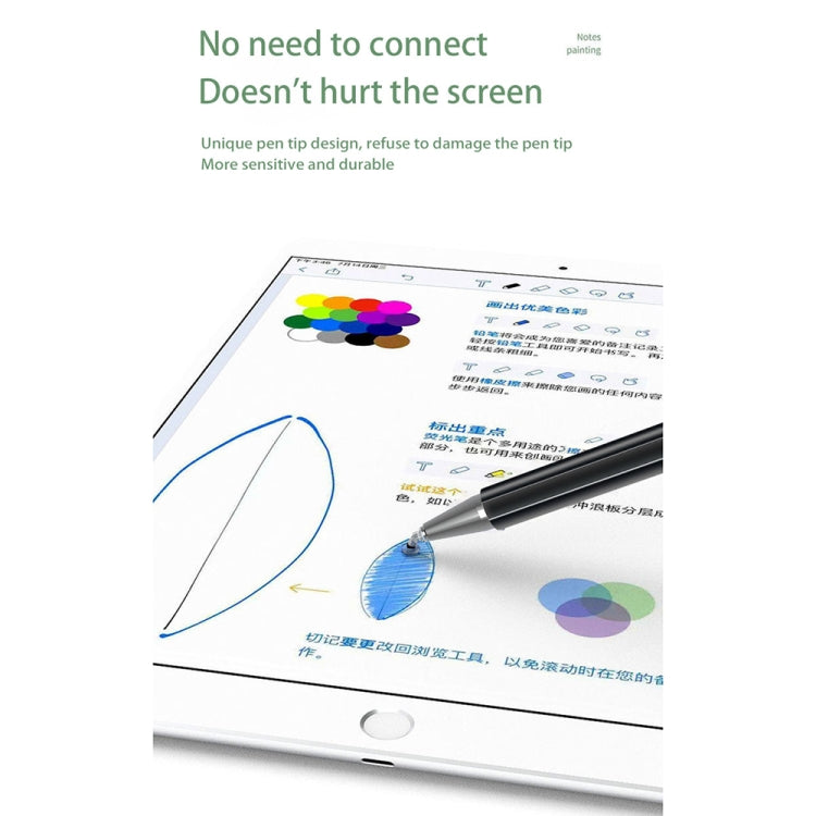 Magnetic stylus pen with disc tip over a tablet screen