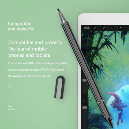 Black magnetic stylus pen with disc tip next to a smartphone screen