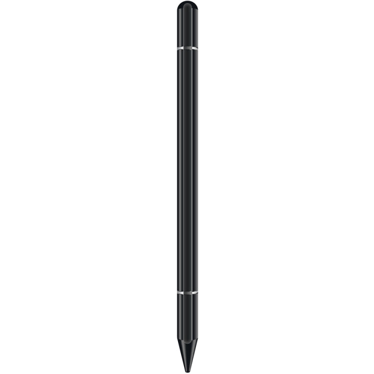 Black stylus pen with pointed tip and slim body for tablet or phone use
