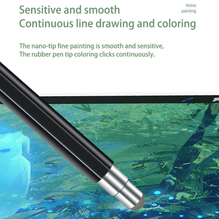Black stylus pen with metallic band and fine rubber tip