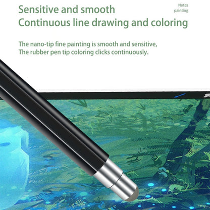 Black stylus pen with metallic band and fine rubber tip
