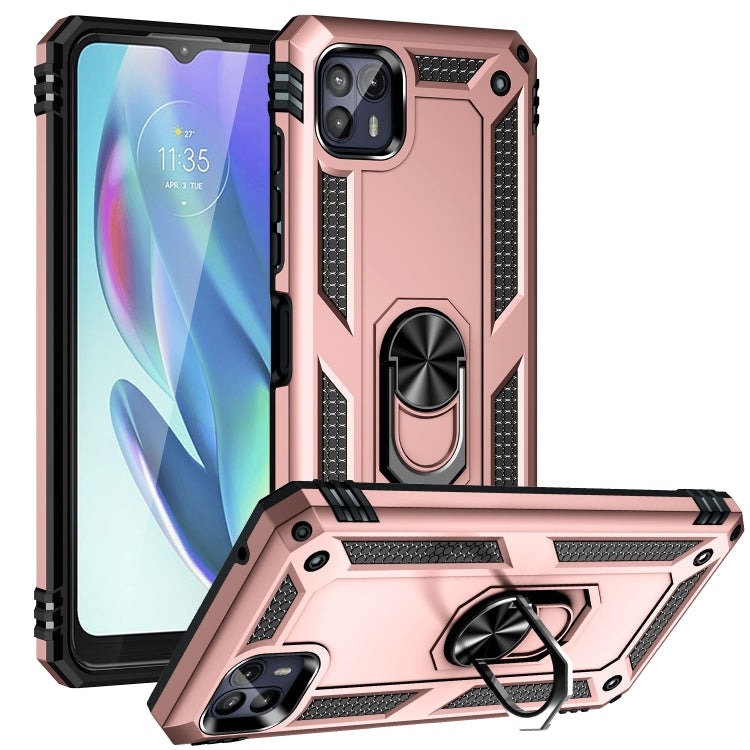 Rose gold shockproof phone case with 360° rotating ring holder
