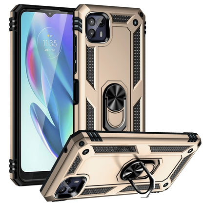 Gold shockproof phone case with 360° rotating ring holder