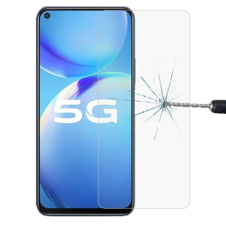 Tempered glass screen protector with rounded 2.5D edges and shatter-test crack
