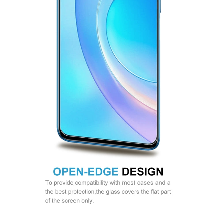 Open-edge 2.5D tempered glass screen protector covering the flat screen area only