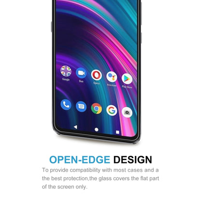 Smartphone with open-edge tempered glass screen protector covering the flat display