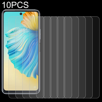 10-pack 2.5D tempered glass screen protector film for smartphone, shown with multiple pieces