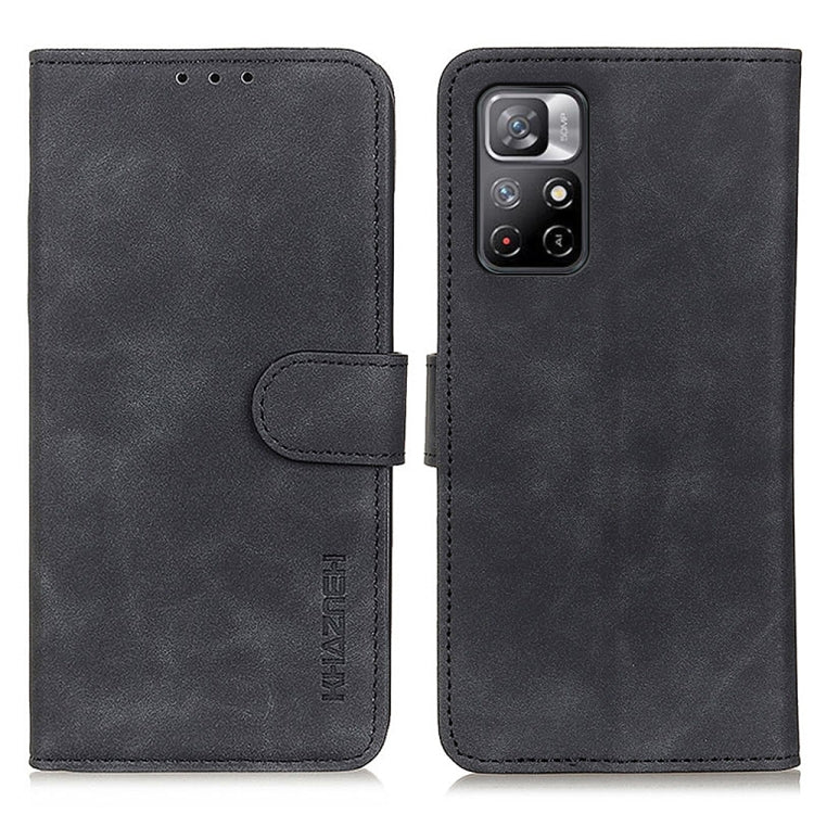 KHAZNEH leather flip phone case with camera cutout, black