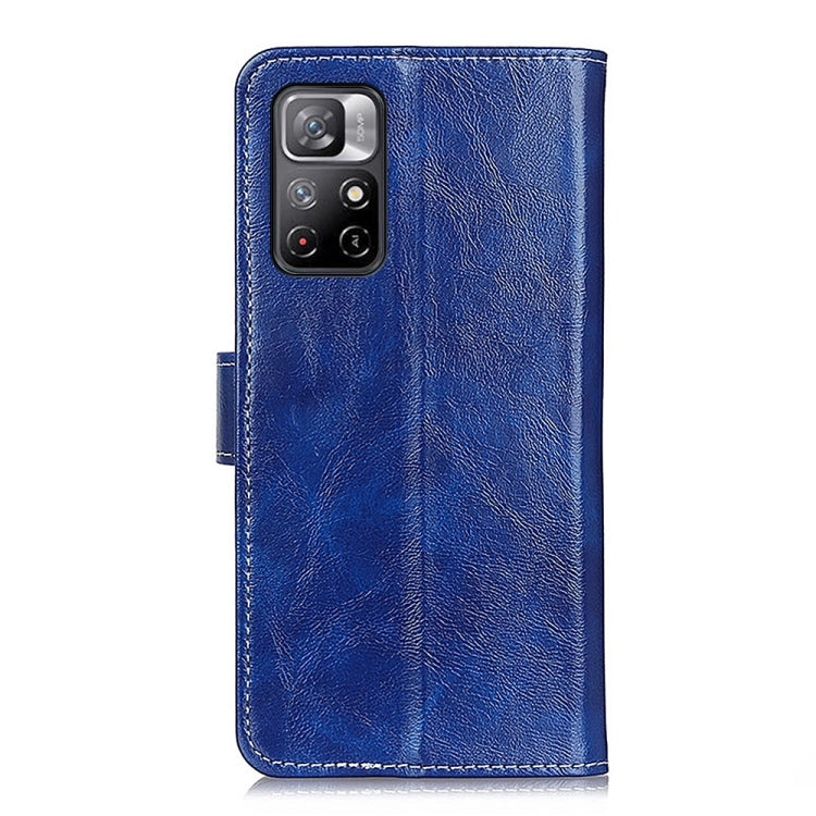 Blue textured leather phone case with camera cutout and flip cover