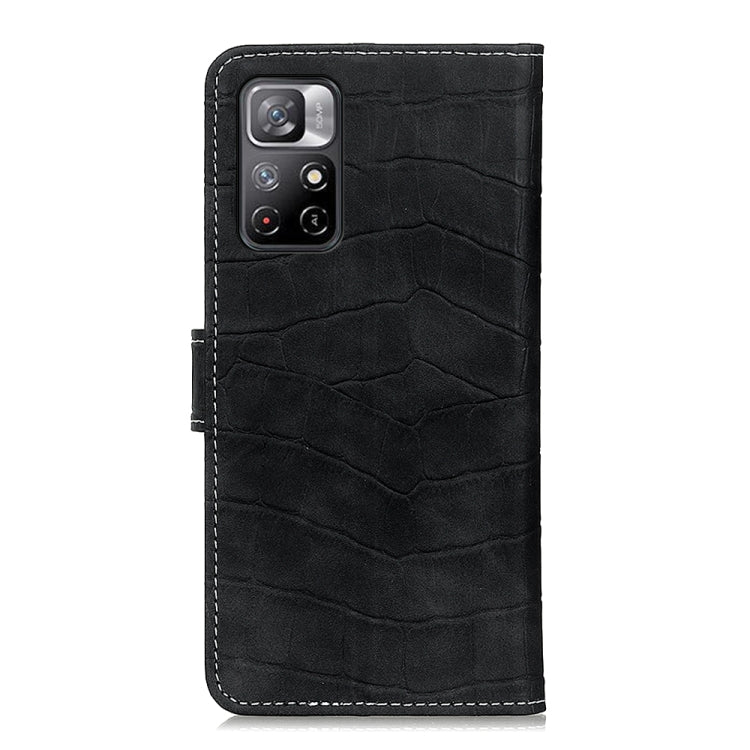 Black crocodile-texture flip phone case with camera cutout and secure side cover