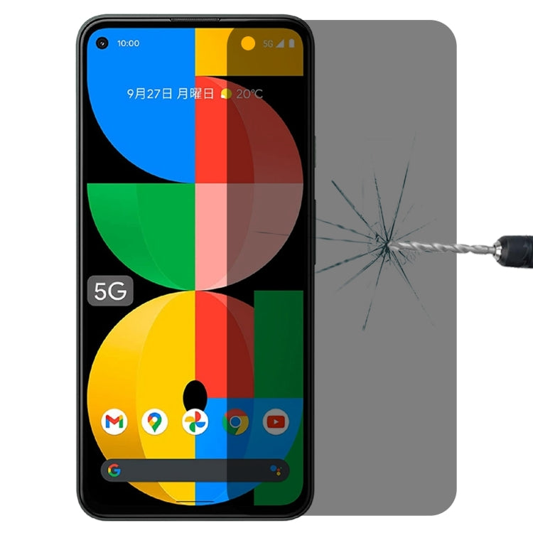 Privacy tempered glass screen protector film for curved Google Pixel phone, dark overlay