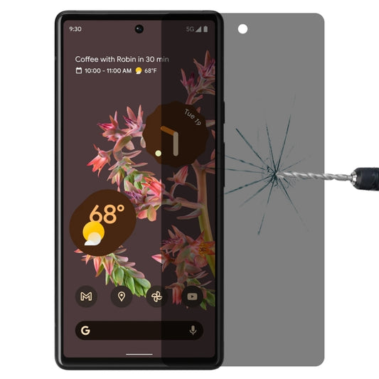 Privacy tempered glass screen protector film for curved Google Pixel phone, darkened view