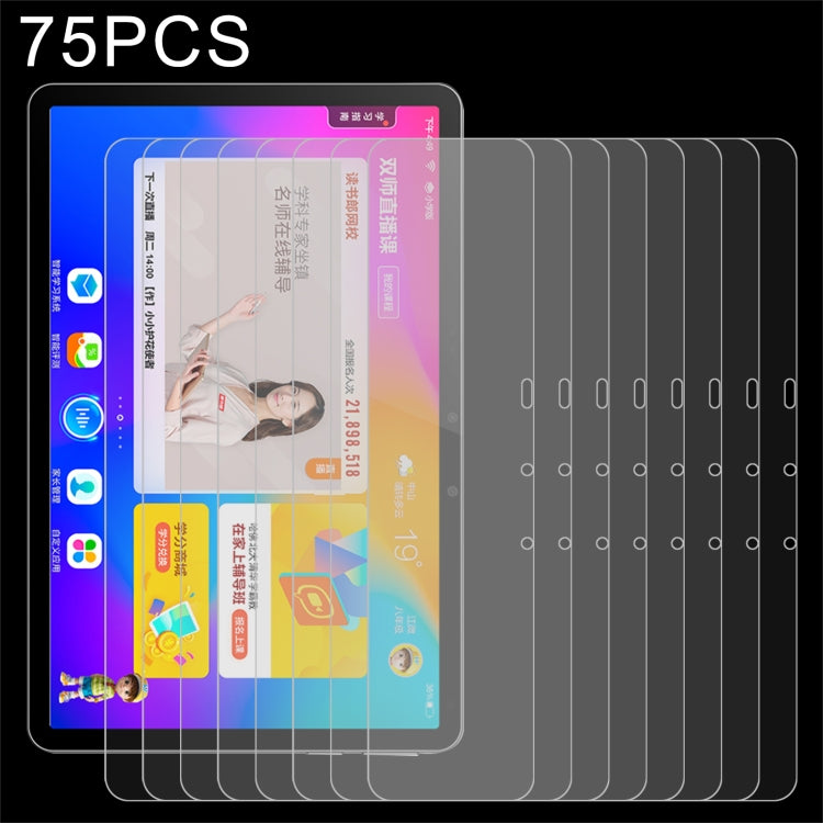75-pack clear tempered glass tablet screen protectors with precise edge coverage