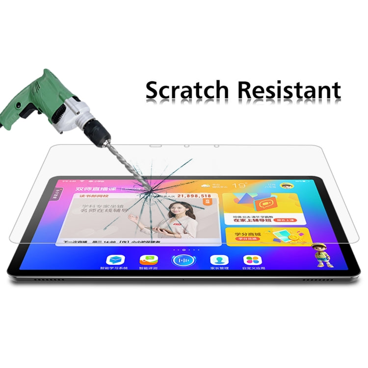 Scratch-resistant clear tempered glass tablet screen protector on tablet