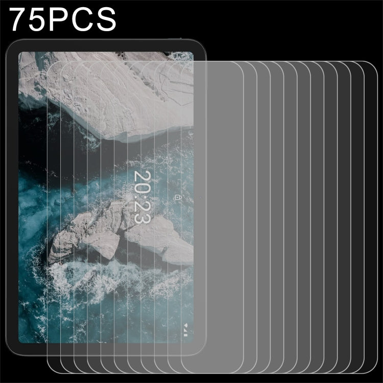75-pack clear tempered glass tablet screen protectors with layered protective sheets