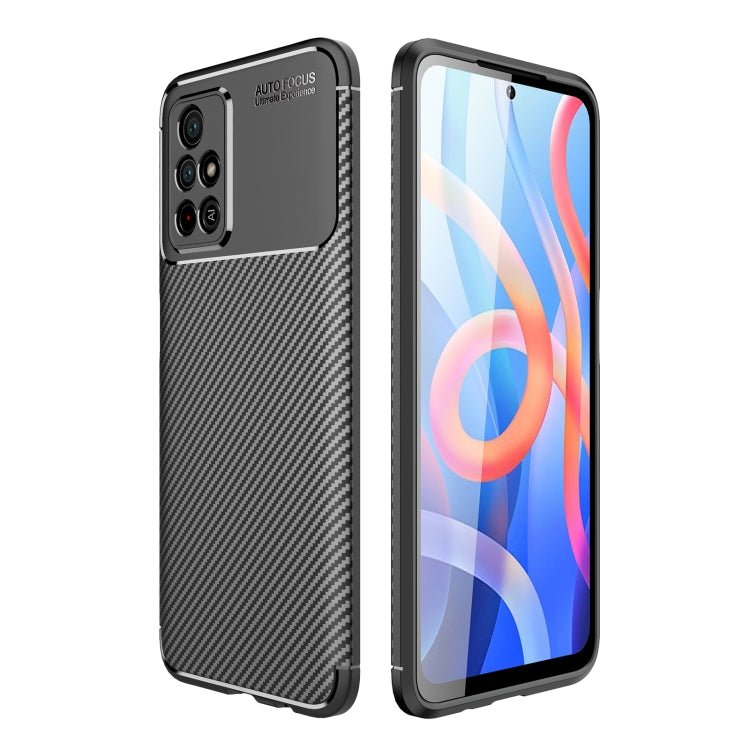 Black carbon-fiber texture shockproof TPU phone case with camera cutouts and raised edges