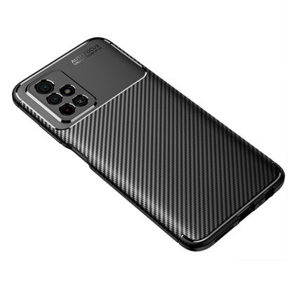 Black carbon-fiber texture TPU phone case with full back, camera cutout, and side buttons
