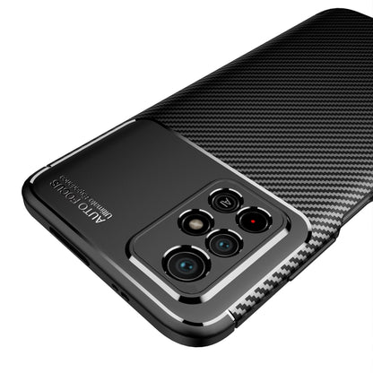 Black TPU phone case with carbon-fiber pattern and camera lens protection frame