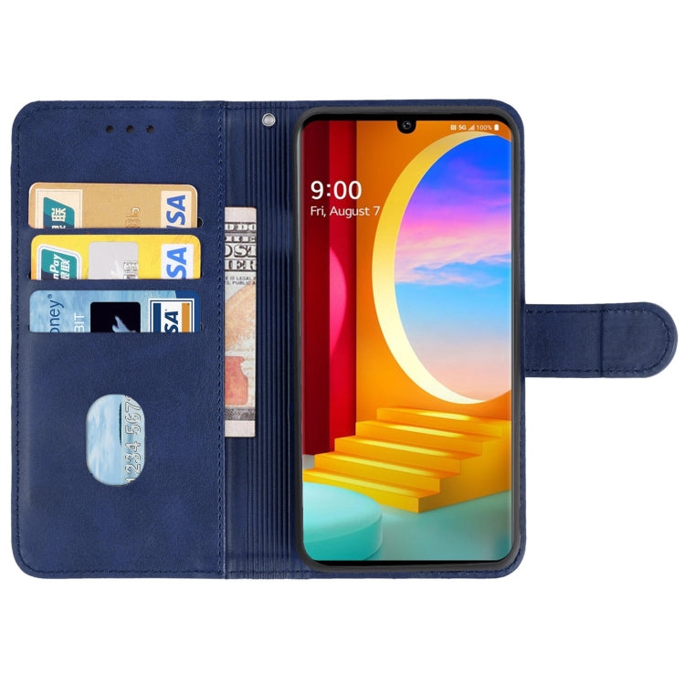 Blue leather wallet phone case open front with card slots and phone display cover