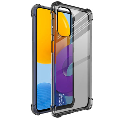 Transparent shockproof TPU phone case with screen protector and camera cutout, corner bumpers