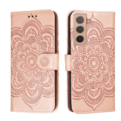Rose embossed mandala phone leather wallet case with flip cover and card slots